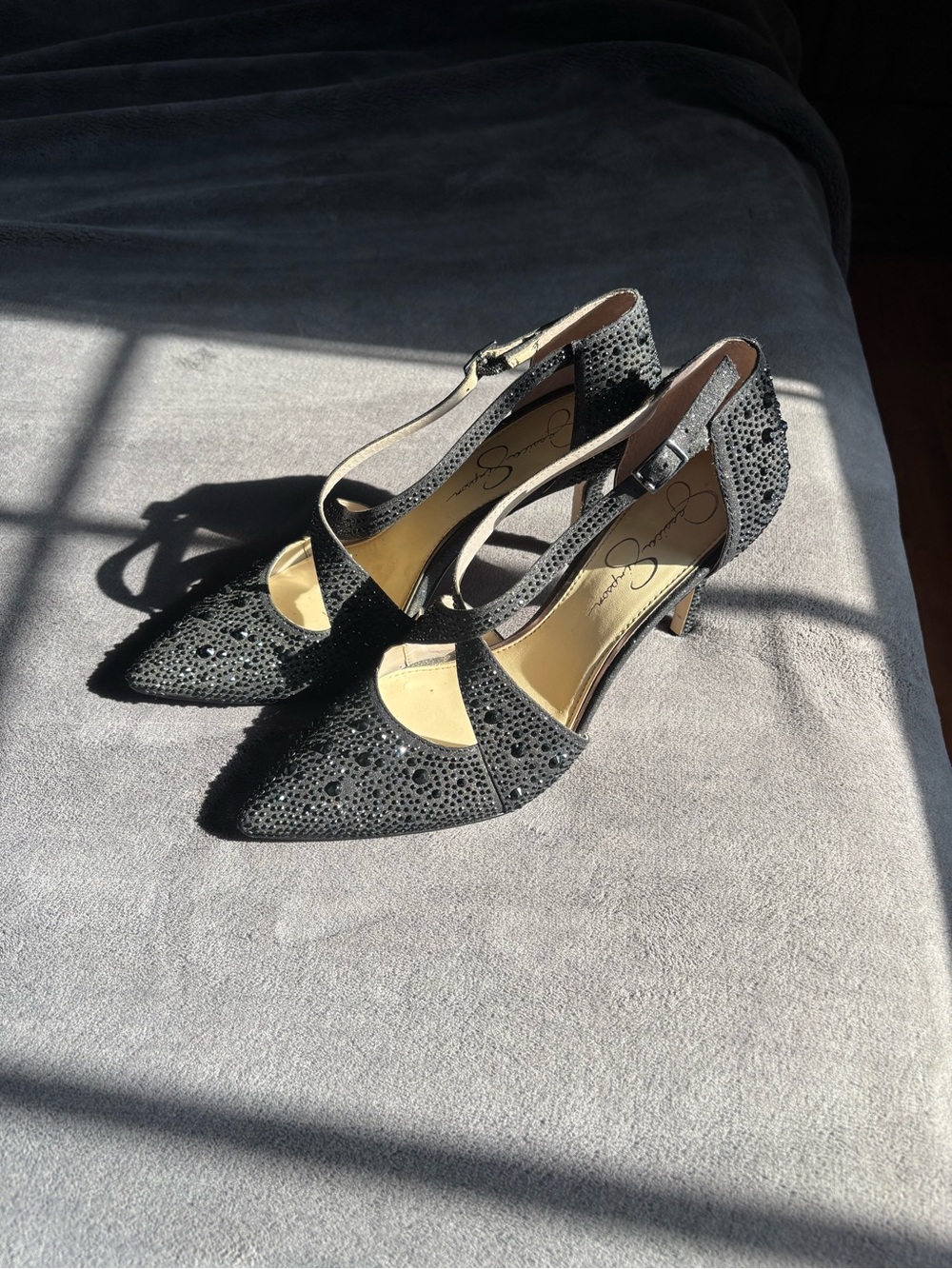 Jessica Simpson Women’s Accile Pump, Rhinestone Cluster Heels, Size 8.5